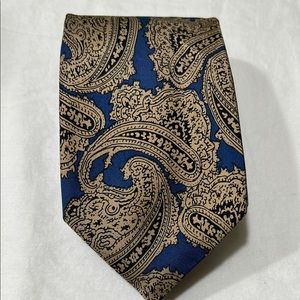 Elegant Blue and Tan Paisley Tie